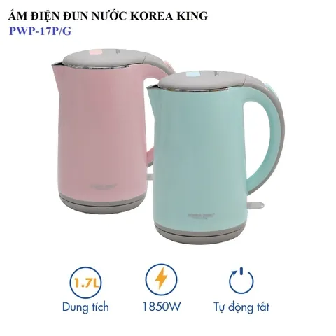 PWP-17P/G Bình đun siêu tốc Korea King - Màu Xanh (220V/50Hz, 1.7L, 1850W)
