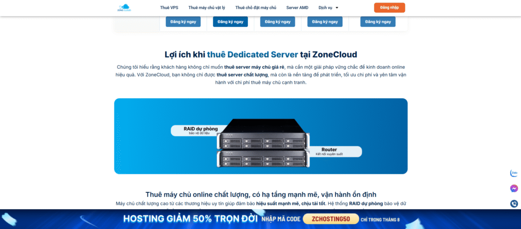 Ưu điểm nổi bật của dịch vụ máy chủ vật lý tại ZoneCloud